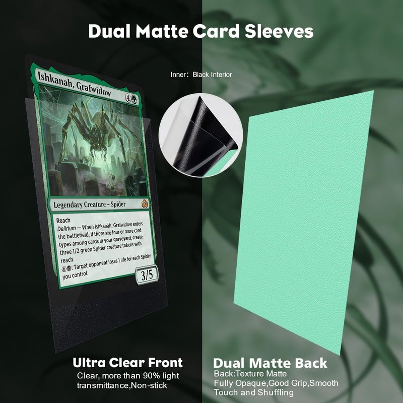 Katomula Eucalyptus Green Dual Matte Card Sleeves, Card Sleeves for MTG, Standard Card Sleeve for MTG, PKM, Flesh & Blood - Image 3